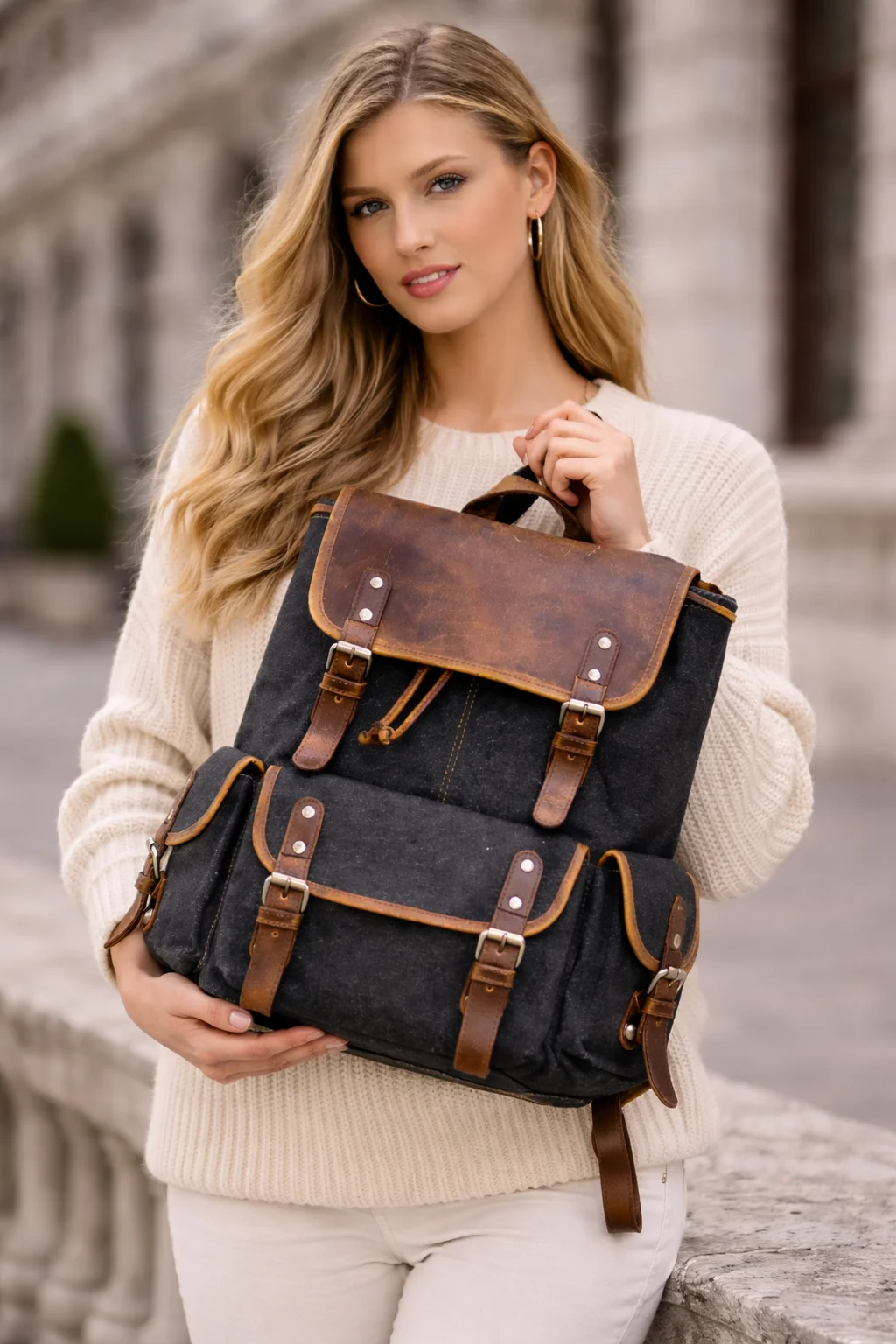 Leather Canvas Bag